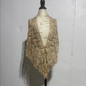 Elegant Beige Crochet Fringe Tunic